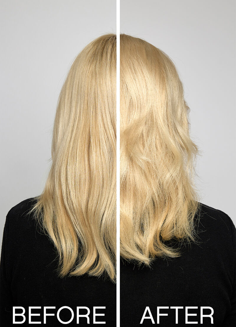 Before and after hair volume treatment using Kevin Murphy BODY.MASS at Blondology Salon in Hot Springs
